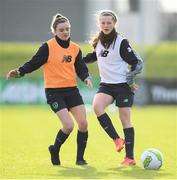 24 November 2017; Tyler Toland and Leanne Kiernan, left, during a Republic of Ireland training session at the FAI National Training Centre in Abbotstown, Dublin. Photo by Stephen McCarthy/Sportsfile