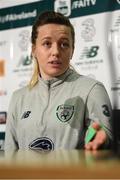 24 November 2017; Harriet Scott during a Republic of Ireland press conference at the FAI National Training Centre in Abbotstown, Dublin. Photo by Stephen McCarthy/Sportsfile
