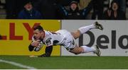 24 November 2017; Tommy Bowe of Ulster scores his side's first try during the Guinness PRO14 Round 9 match between Ulster and Benetton at Kingspan Stadium in Belfast. Photo by Oliver McVeigh/Sportsfile