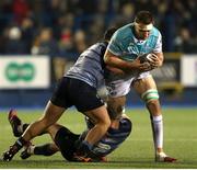 24 November 2017; James Cannon of Connacht is tackled by Matthew Rees and Brad Thyer of Cardiff Blues during the Guinness PRO14 Round 9 match between Cardiff Blues and Connacht at Arms Park in Cardiff, Wales. Photo by Chris Fairweather/Sportsfile