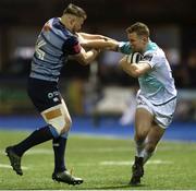 24 November 2017; Matt Healy of Connacht is tackled by Owen Lane of Cardiff Blues during the Guinness PRO14 Round 9 match between Cardiff Blues and Connacht at Arms Park in Cardiff, Wales. Photo by Chris Fairweather/Sportsfile