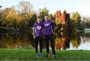 25 November 2017; Vhi ambassador and Olympian David Gillick and Wexford Camogie player Sarah O’Connor before the Johnstown parkrun where Vhi hosted a special event to celebrate their partnership with parkrun Ireland. Vhi ambassador and Olympian David Gillick and Wexford Camogie player Sarah O’Connor were on hand to lead the warm up for parkrun participants before completing the 5km course alongside newcomers and seasoned parkrunners alike. Vhi provided walkers, joggers, runners and volunteers at Johnstown parkrun with a variety of refreshments in the Vhi Relaxation Area at the finish line. David Gillick and Sarah O’Connor were also available to guide participants through a post event stretching routine to ease those aching muscles. To register for a parkrun near you visit www.parkrun.ie. Photo by Piaras Ó Mídheach/Sportsfile