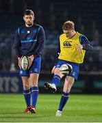 24 November 2017; Cathal Marsh, right, with Ross Byrne of Leinster prior to the Guinness PRO14 Round 9 match between Leinster and Dragons at the RDS Arena in Dublin. Photo by Brendan Moran/Sportsfile
