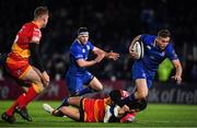 24 November 2017; Jordan Larmour of Leinster is tackled by Jared Rosser of Dragons during the Guinness PRO14 Round 9 match between Leinster and Dragons at the RDS Arena in Dublin. Photo by Brendan Moran/Sportsfile
