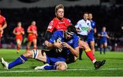 24 November 2017; Max Deegan of Leinster scores his side's fourth try during the Guinness PRO14 Round 9 match between Leinster and Dragons at the RDS Arena in Dublin. Photo by Brendan Moran/Sportsfile