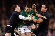 25 November 2017; Rob Kearney of Ireland is tackled by Agustin Creevy, left, and Emiliano Boffelli of Argentina during the Guinness Series International match between Ireland and Argentina at the Aviva Stadium in Dublin. Photo by Ramsey Cardy/Sportsfile