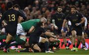 25 November 2017; CJ Stander of Ireland dives over to score his side's third try during the Guinness Series International match between Ireland and Argentina at the Aviva Stadium in Dublin. Photo by Eóin Noonan/Sportsfile