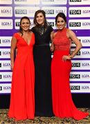 25 November 2017; Kerry footballers, from left, Caroline Kelly, Lorraine Scanlon and Aislinn Desmond in attendance during the TG4 Ladies Football All-Star Awards at the CityWest Hotel in Saggart, Co Dublin. Photo by Brendan Moran/Sportsfile