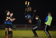 25 November 2017; Israel Kimazo of Athlone Town celebrates following the final whistle of the SSE Airtricity National Under 15 League Final match between Athlone Town and St Patrick's Athletic at Lisseywollen in Athlone, Co Westmeath. Photo by Stephen McCarthy/Sportsfile