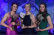 25 November 2017; Mayo players, from left, Aileen Gilroy, Cora Staunton and Sarah Tierney with their TG4 All Star awards during the TG4 Ladies Football All-Star Awards at the CityWest Hotel in Saggart, Co Dublin. Photo by Brendan Moran/Sportsfile