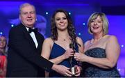 25 November 2017; Noelle Healy of Dublin is presented with the TG4 Senior Players Player of the Year Award by Ard Stiúrthóir TG4 Alan Esslemont and President of LGFA Marie Hickey during the TG4 Ladies Football All-Star Awards at the CityWest Hotel in Saggart, Co Dublin. Photo by Brendan Moran/Sportsfile