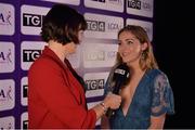 25 November 2017; Sinead Finnegan of Dublin is interviewed by Gráinne McElwain, host of ‘LIVE from the Red Carpet,' during the TG4 Ladies Football All-Star Awards at the CityWest Hotel in Saggart, Co Dublin. Photo by Cody Glenn/Sportsfile