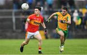26 November 2017; Cian Costello of Castlebar Mitchels in action against Dylan Wall of Corofin during the AIB Connacht GAA Football Senior Club Championship Final match between Corofin and Castlebar Mitchels at Tuam Stadium in Tuam, Galway. Photo by Ramsey Cardy/Sportsfile