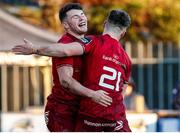 26 November 2017; Jack Stafford of Munster is congratulated by teammate Calvin Nash after scoring a try during the Guinness PRO14 Round 9 match between Zebre and Munster at the Stadio Lanfranchi in Parma, Italy. Photo by Roberto Bregani/Sportsfile