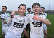26 November 2017; Moorefield players Padraigh O'Flynn, left, and Sean Healy celebrate after the AIB Leinster GAA Football Senior Club Championship Semi-Final match between Rathnew and Moorefield at Joule Park in Aughrim, Wicklow. Photo by Matt Browne/Sportsfile