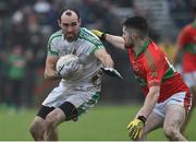 26 November 2017; Kevin Murnaghan of Moorefield in action against Eddie Doyle of Rathnew during the AIB Leinster GAA Football Senior Club Championship Semi-Final match between Rathnew and Moorefield at Joule Park in Aughrim, Wicklow. Photo by Matt Browne/Sportsfile