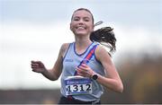 26 November 2017; Jodie McCann of Dundrum South Dublin A.C. crosses the line during the Girls U18 and Junior Women 4000m at the Irish Life Health Juvenile Even Age Cross Country Championships 2017 at the National Sports Campus in Abbotstown, Dublin. Photo by David Fitzgerald/Sportsfile