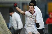 26 November 2017; Shane McGuigan of Slaughtneil celebrates after scoring his side's first goal during the AIB Ulster GAA Football Senior Club Championship Final match between Slaughtneil and Cavan Gaels at the Athletic Grounds in Armagh. Photo by Oliver McVeigh/Sportsfile