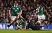 25 November 2017; CJ Stander of Ireland is tackled by Agustin Creevy, left, and Santiago Garcia Botta of Argentina during the Guinness Series International match between Ireland and Argentina at the Aviva Stadium in Dublin. Photo by Piaras Ó Mídheach/Sportsfile