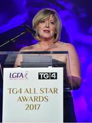 25 November 2017; President of LGFA Marie Hickey speaking during the TG4 Ladies Football All-Star Awards at the CityWest Hotel in Saggart, Co Dublin. Photo by Brendan Moran/Sportsfile