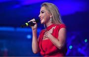 25 November 2017; Singer Cliona O'Hagan performs during the TG4 Ladies Football All-Star Awards at the CityWest Hotel in Saggart, Co Dublin. Photo by Brendan Moran/Sportsfile