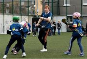 27 November 2017;  Conor Whelan of Galway, centre, with from left, Sean Fitzgerald, Sarah Ryan, both of Killinure N.S., Co. Limerick, and Lily Mai Berry of Scoil Réalt Na Mara, Kilmore, Co. Wexford, during the launch of the GAA 5 Star Centres at O'Connell Boys National School and Croke Park in Dublin. Photo by Sam Barnes/Sportsfile