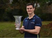 27 November 2017; Jonathan Sexton of Leinster with the Bank of Ireland Leinster Rugby Player of the Month award for November at Leinster Rugby Headquarters in Dublin. Photo by Seb Daly/Sportsfile