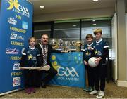27 November 2017;  INTO President John Boyle with, from left, Sarah Ryan, 8, John O'Keefe, 10, and Sean Fitzgerald, 9, of Killinure NS, Co Limerick, during the launch of the GAA 5 Star Centres at O'Connell Boys National School and Croke Park in Dublin. Photo by Sam Barnes/Sportsfile