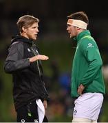 25 November 2017; Forwards coach Simon Easterby in conversation with Peter O’Mahony of Ireland during the Guinness Series International match between Ireland and Argentina at the Aviva Stadium in Dublin. Photo by Ramsey Cardy/Sportsfile