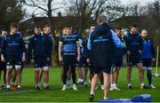 28 November 2017; The Leinster team listen to senior coach Stuart Lancaster during squad training at UCD in Dublin. Photo by Ramsey Cardy/Sportsfile