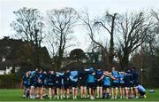 28 November 2017; The Leinster team huddle during squad training at UCD in Dublin. Photo by Ramsey Cardy/Sportsfile