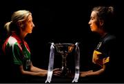 28 November 2017; Captains, Cora Staunton of Carnacon, left, and Bríd O'Sullivan of Mourneabbey, with the Dolores Tyrrell Memorial Cup ahead of the Senior Ladies All-Ireland Club Final during a LGFA All-Ireland Club Finals Captain's Day at Croke Park in Dublin. Photo by Sam Barnes/Sportsfile