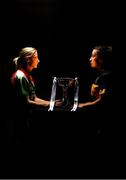 28 November 2017; Captains, Cora Staunton of Carnacon, left, and Bríd O'Sullivan of Mourneabbey, with the Dolores Tyrrell Memorial Cup ahead of the Senior Ladies All-Ireland Club Final during a LGFA All-Ireland Club Finals Captain's Day at Croke Park in Dublin. Photo by Sam Barnes/Sportsfile