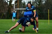 28 November 2017; James Lowe, above, and Ross Byrne during Leinster rugby squad training at UCD in Dublin. Photo by Ramsey Cardy/Sportsfile