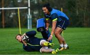 28 November 2017; James Lowe, above, and Peadar Timmins during Leinster rugby squad training at UCD in Dublin. Photo by Ramsey Cardy/Sportsfile