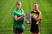 28 November 2017; Captains, Emma Farmer of Aghada, left, and Laura McEnaney of Corduff with the Ladies All-Ireland Junior Club Championship Perpetual Cup, during a LGFA All-Ireland Club Finals Captain's Day at Croke Park in Dublin. Photo by Sam Barnes/Sportsfile