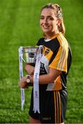 28 November 2017; Laura McEnaney of Corduff with the Ladies All-Ireland Junior Club Championship Perpetual Cup, during a LGFA All-Ireland Club Finals Captain's Day at Croke Park in Dublin. Photo by Sam Barnes/Sportsfile