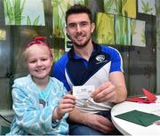 28 November 2017; The Gaelic Players Association (GPA) and Childhood Cancer Foundation (CCF) today launched the #Championsofcourage Campaign which will see inter-county players across the country continue to support the CCF and help Ireland’s fight against childhood cancer. In attendance is Colm Begley of Laois with 9 year old Erica McCauley from Sligo Town in St John’s Ward at Our Lady’s Children’s Hospital, Crumlin. Photo by Matt Browne/Sportsfile