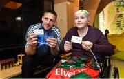 28 November 2017; The Gaelic Players Association (GPA) and Childhood Cancer Foundation (CCF) today launched the #Championsofcourage Campaign which will see inter-county players across the country continue to support the CCF and help Ireland’s fight against childhood cancer. In attendance is 11 year old Mayo supporter Hazel Campbell with Eoghan O’Gara of Dublin in St John’s Ward at Our Lady’s Children’s Hospital, Crumlin. Photo by Matt Browne/Sportsfile