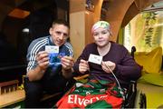 28 November 2017; The Gaelic Players Association (GPA) and Childhood Cancer Foundation (CCF) today launched the #Championsofcourage Campaign which will see inter-county players across the country continue to support the CCF and help Ireland’s fight against childhood cancer. In attendance is 11 year old Mayo supporter Hazel Campbell with Eoghan O’Gara of Dublin in St John’s Ward at Our Lady’s Children’s Hospital, Crumlin. Photo by Matt Browne/Sportsfile