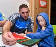 28 November 2017; The Gaelic Players Association (GPA) and Childhood Cancer Foundation (CCF) today launched the #Championsofcourage Campaign which will see inter-county players across the country continue to support the CCF and help Ireland’s fight against childhood cancer. In attendance is Eoghan O’Gara of Dublin and 8 year old PJ Larkin from Newbridge, Co. Kildare in St John’s Ward at Our Lady’s Children’s Hospital, Crumlin. Photo by Matt Browne/Sportsfile