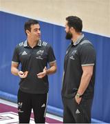 28 November 2017; Munster head coach Johann van Graan, left, in conversation with Ireland defence coach Andy Farrell during Munster Rugby Squad Training at the University of Limerick in Limerick. Photo by Diarmuid Greene/Sportsfile