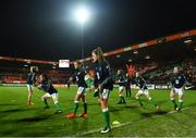 28 November 2017; Heather Payne and her Republic of Ireland team-mates warm up prior to the 2019 FIFA Women's World Cup Qualifier match between Netherlands and Republic of Ireland at Stadion de Goffert in Nijmegen, Netherlands. Photo by Stephen McCarthy/Sportsfile
