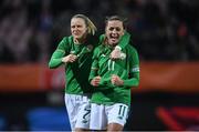 28 November 2017; Diane Caldwell, left, and Katie McCabe of Republic of Ireland following the 2019 FIFA Women's World Cup Qualifier match between Netherlands and Republic of Ireland at Stadion de Goffert in Nijmegen, Netherlands. Photo by Stephen McCarthy/Sportsfile