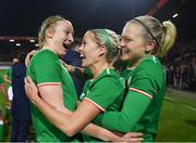 28 November 2017; Republic of Ireland players, from left, Louise Quinn, Denise O'Sullivan and Diane Caldwell following the 2019 FIFA Women's World Cup Qualifier match between Netherlands and Republic of Ireland at Stadion de Goffert in Nijmegen, Netherlands. Photo by Stephen McCarthy/Sportsfile