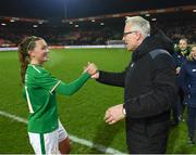 28 November 2017; Katie McCabe of Republic of Ireland and Ruud Dokter, FAI High Performance Director, following the 2019 FIFA Women's World Cup Qualifier match between Netherlands and Republic of Ireland at Stadion de Goffert in Nijmegen, Netherlands. Photo by Stephen McCarthy/Sportsfile
