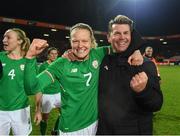 28 November 2017; Republic of Ireland head coach Colin Bell and Diane Caldwell following the 2019 FIFA Women's World Cup Qualifier match between Netherlands and Republic of Ireland at Stadion de Goffert in Nijmegen, Netherlands. Photo by Stephen McCarthy/Sportsfile