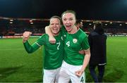 28 November 2017; Diane Caldwell, left, and Louise Quinn of Republic of Ireland following the 2019 FIFA Women's World Cup Qualifier match between Netherlands and Republic of Ireland at Stadion de Goffert in Nijmegen, Netherlands. Photo by Stephen McCarthy/Sportsfile