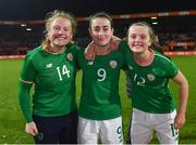 28 November 2017; Republic of Ireland players, from left, Amber Barrett, Roma McLaughlin and Tyler Toland following the 2019 FIFA Women's World Cup Qualifier match between Netherlands and Republic of Ireland at Stadion de Goffert in Nijmegen, Netherlands. Photo by Stephen McCarthy/Sportsfile