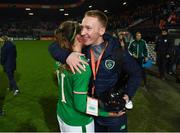 28 November 2017; Republic of Ireland video analyst Gary Seery and Katie McCabe following the 2019 FIFA Women's World Cup Qualifier match between Netherlands and Republic of Ireland at Stadion de Goffert in Nijmegen, Netherlands. Photo by Stephen McCarthy/Sportsfile